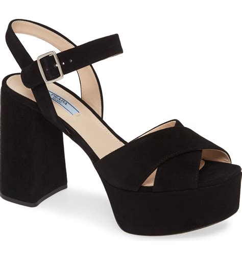 prada suede platform sandal|prada studded pony skin sandals.